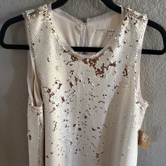 Rachel Rachel Roy Ivory Gold Sequin Sleeveless Top Size Large - Picture 1 of 4